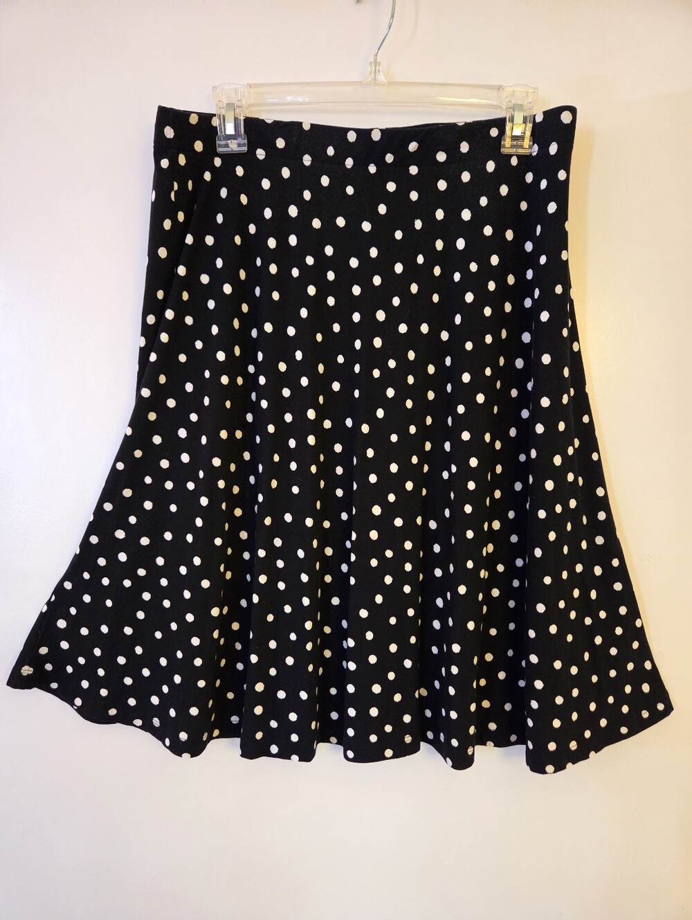 Chico's Size 1 Classic Black Polka Dot A-Line Skirt